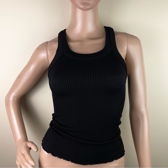 NEW FREE PEOPLE BLACK RIBBED TANK TOP - Picture 2 of 5